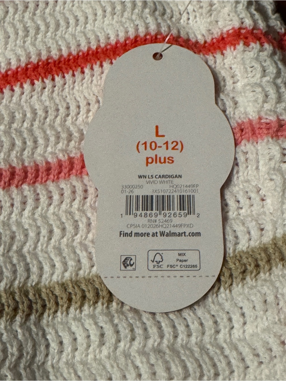 wonder nation White Knit Cardigan with Pink & Coral Stripes - Picture 3 of 5